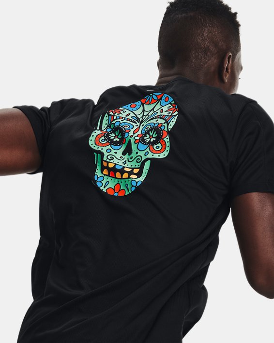 Men's UA Speed Stride Day Of The Dead Short Sleeve in Black image number 3